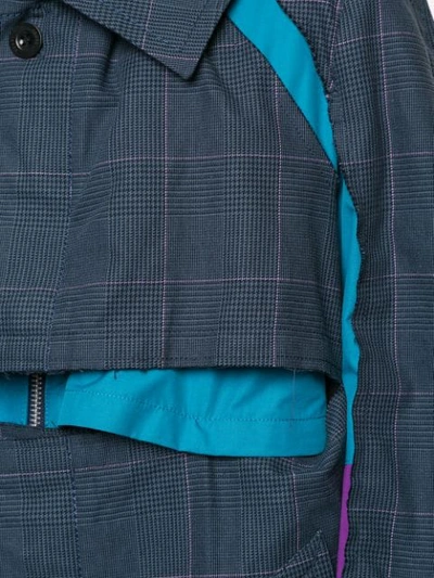 Shop Sacai Oversized Patchwork Coat In Blue