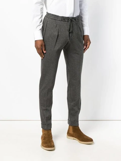 Shop Paolo Pecora Pinstripe Tapered Trousers - Grey