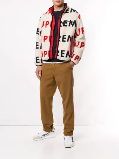 Supreme Reversible Logo Fleece Jacket In White | ModeSens