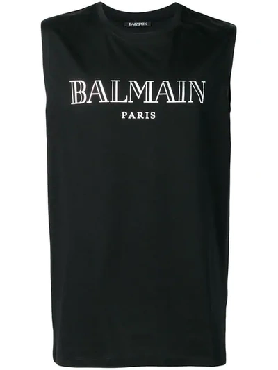 BALMAIN LOGO印花T恤 - 黑色