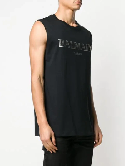 Shop Balmain Logo Print T-shirt In Black