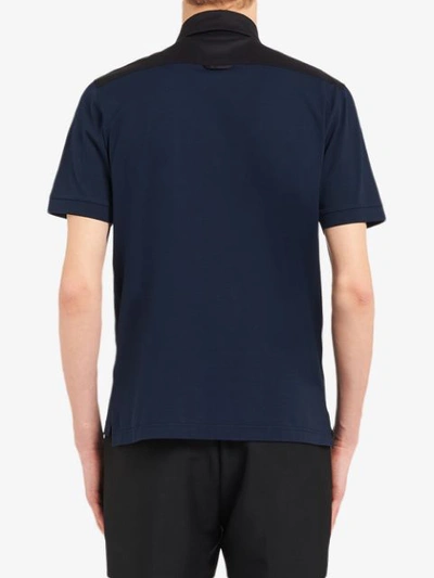 Shop Prada Two-toned Polo Shirt - Blue