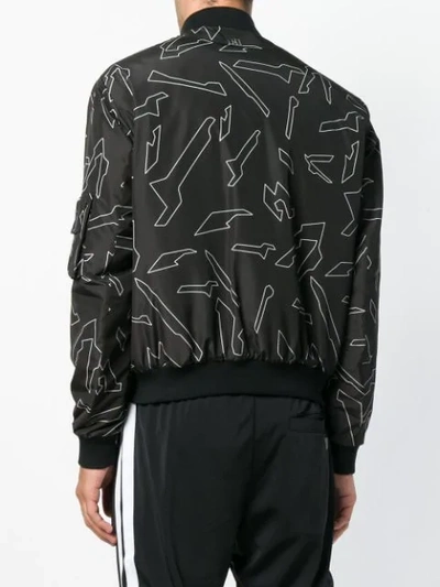 Shop Les Hommes Urban Camouflage Bomber Jacket In Black