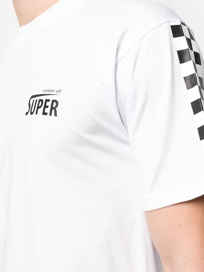 Shop Vision Of Super Checkered Sleeve Logo T-shirt In White