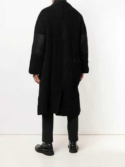 Shop Yohji Yamamoto Long Ribbed Knit Cardigan In Black