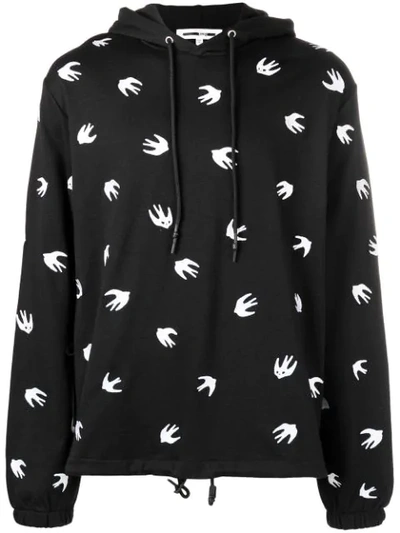 Shop Mcq By Alexander Mcqueen Bird Pattern Hoodie In Black