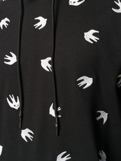 Shop Mcq By Alexander Mcqueen Bird Pattern Hoodie In Black