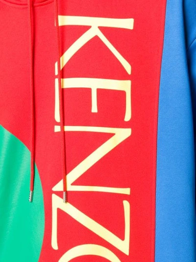 Shop Kenzo Contrast Panel Hoodie In Red