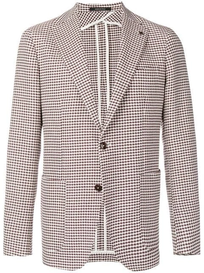 Shop Tagliatore Woven Single Breasted Blazer In Red