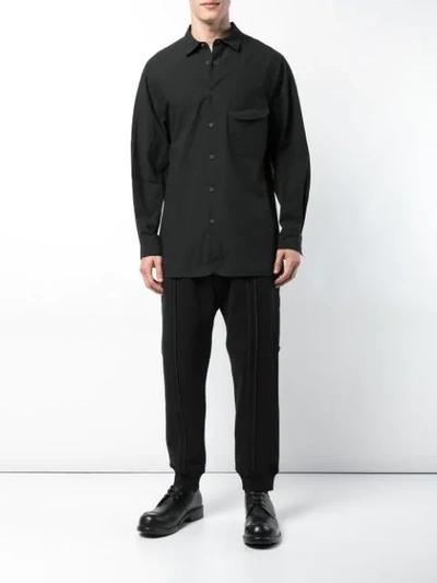Shop Ziggy Chen Oversized Button Shirt - Black
