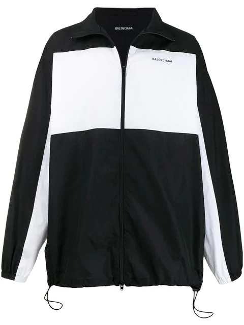 Balenciaga Oversized Logo-embroidered Cotton Jacket In Black | ModeSens