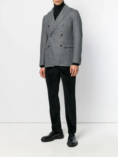 Shop Al Duca D'aosta Double Breasted Blazer In Grey