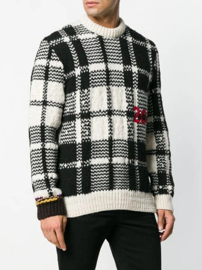 Shop Calvin Klein 205w39nyc Logo Embroidered Check Knit Sweater In Black