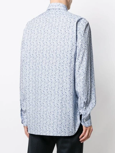 Shop Barba Leaf Printed Shirt In Blue