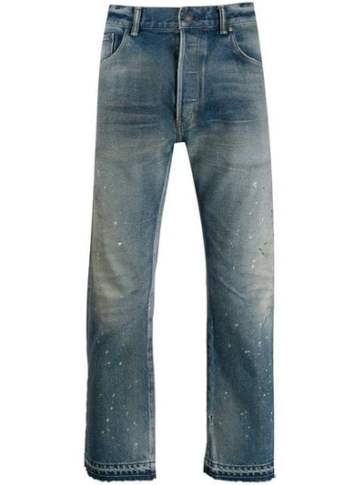 Shop John Elliott Cropped Straight Leg Jeans In Blue