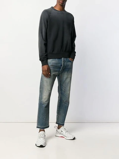 Shop John Elliott Cropped Straight Leg Jeans In Blue