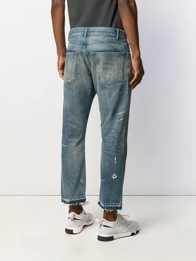 Shop John Elliott Cropped Straight Leg Jeans In Blue