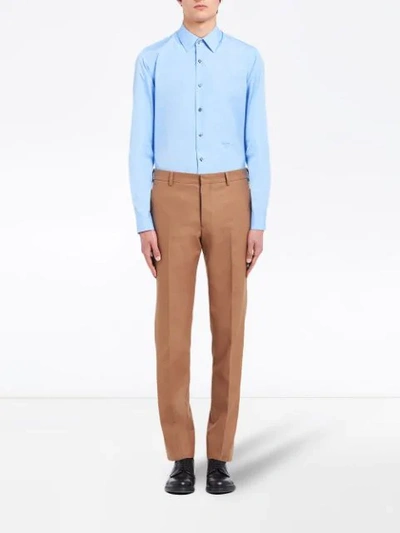 Shop Prada Poplin Tailored Shirt In Blue