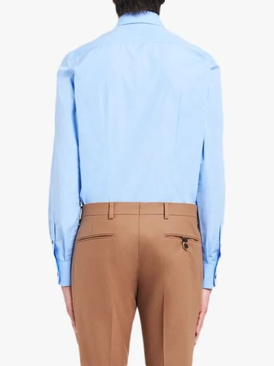 Shop Prada Poplin Tailored Shirt In Blue