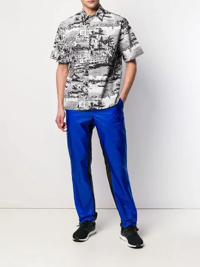 Shop Msgm Haway Print Shirt In Grey