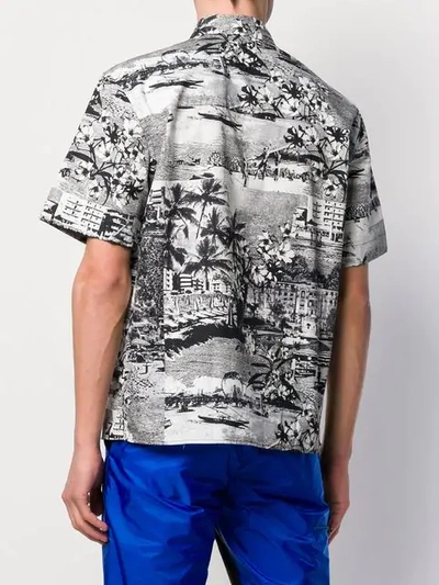 Shop Msgm Haway Print Shirt In Grey