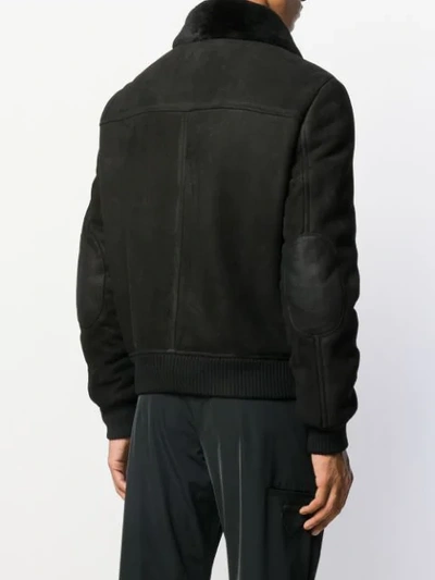 Shop Prada Sheep Shearling Zipped Jacket In Black