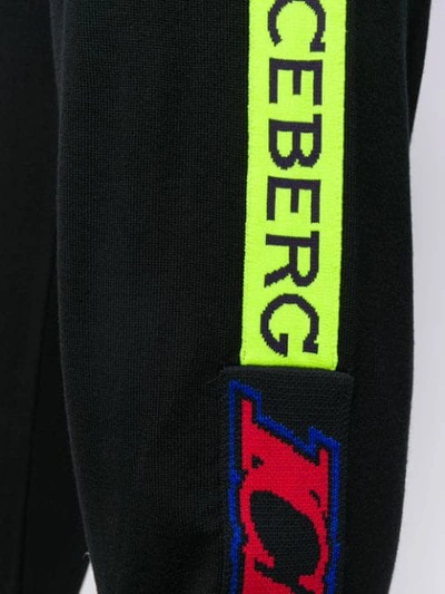 Shop Iceberg Logo Print Track Pants In Black