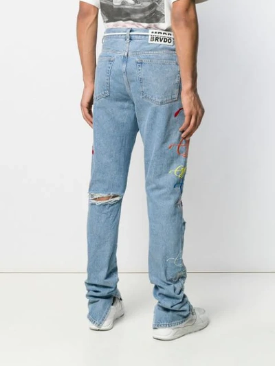 Shop Off-white Distressed Graffiti Jeans In 7188 Bleach Multi