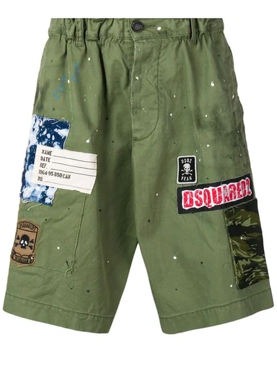 Shop Dsquared2 Logo Patch Bermuda Shorts In Green