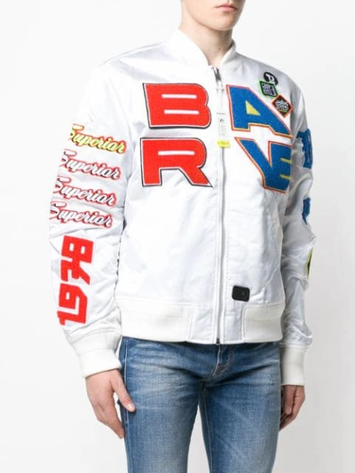 Shop Diesel Patch Bomber Jacket In White