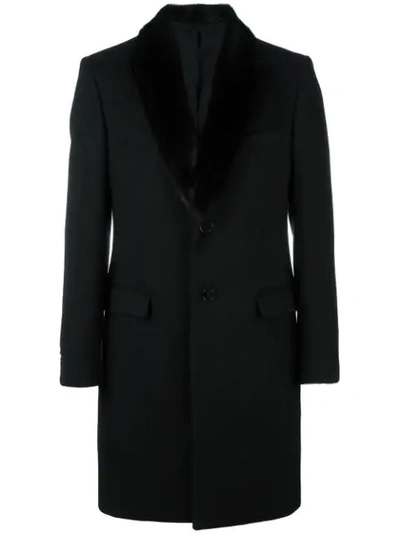 Shop Fendi Mink Fur Lapel Coat In F01ev-black+thunder