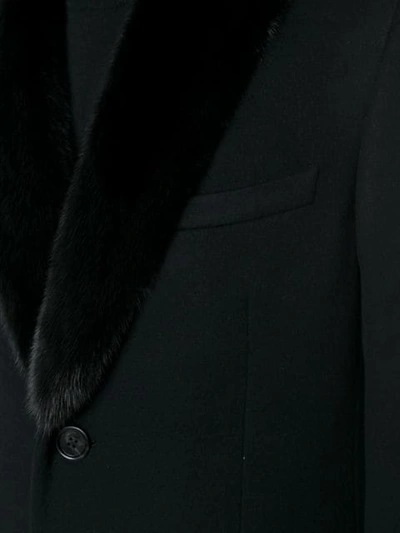 Shop Fendi Mink Fur Lapel Coat In F01ev-black+thunder