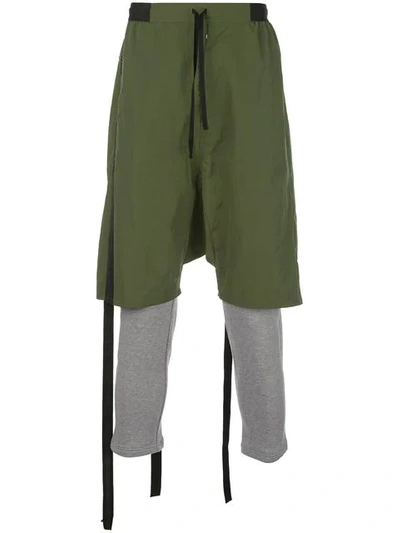UNRAVEL PROJECT BI-MATERIAL TRACK TROUSERS - 绿色