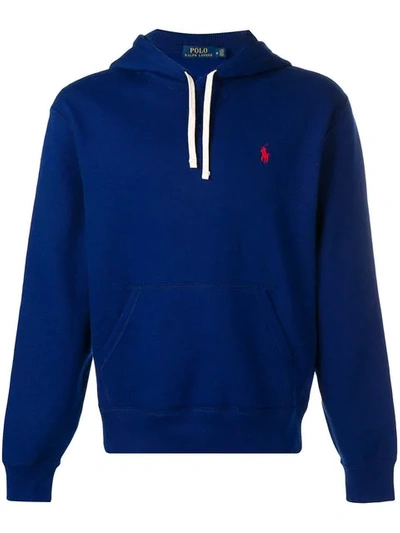Shop Polo Ralph Lauren Embroidered Logo Hoodie In Blue