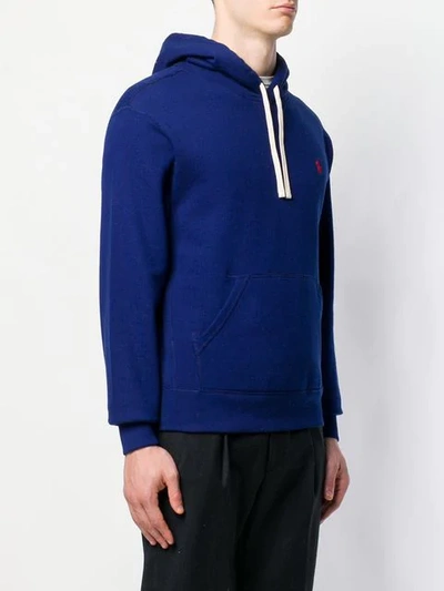 Shop Polo Ralph Lauren Embroidered Logo Hoodie In Blue