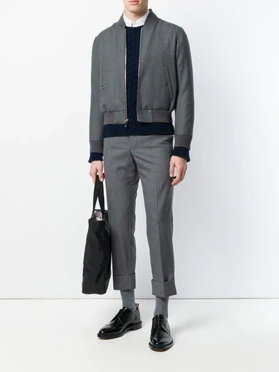 Shop Thom Browne Center-back Stripe Blouson Jacket In Grey