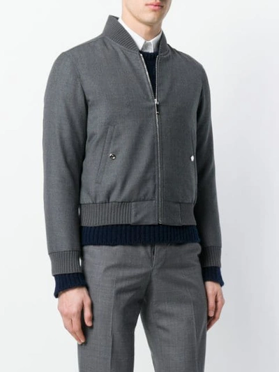 Shop Thom Browne Center-back Stripe Blouson Jacket In Grey