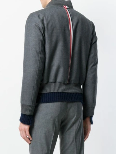 Shop Thom Browne Center-back Stripe Blouson Jacket In Grey