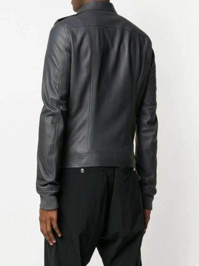 Shop Rick Owens Fitted Leather Jacket In Grey