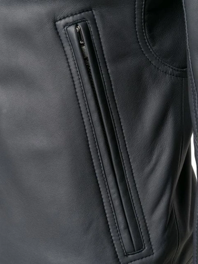 Shop Rick Owens Fitted Leather Jacket In Grey
