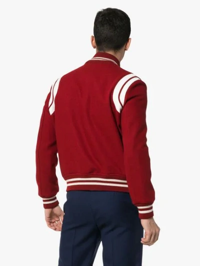 Shop Saint Laurent Teddy Varsity Jacket In Red