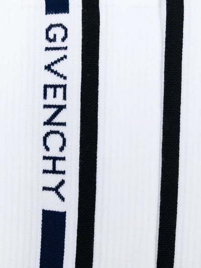Shop Givenchy Logo Stripe Socks In 100 White
