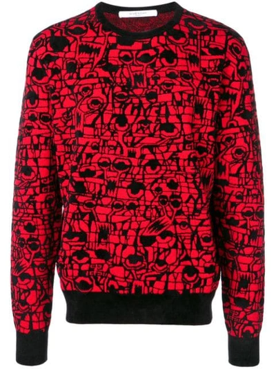 Shop Givenchy Geometric Intarsia Sweater In Red