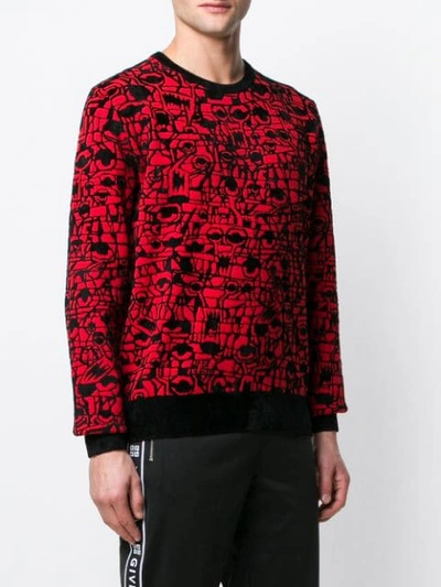 Shop Givenchy Geometric Intarsia Sweater In Red