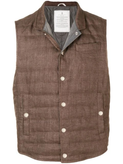 Shop Brunello Cucinelli Padded Waistcoat In Brown