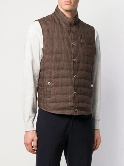 Shop Brunello Cucinelli Padded Waistcoat In Brown