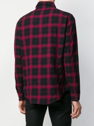 Shop Saint Laurent Check Shirt In 6461 Black Red