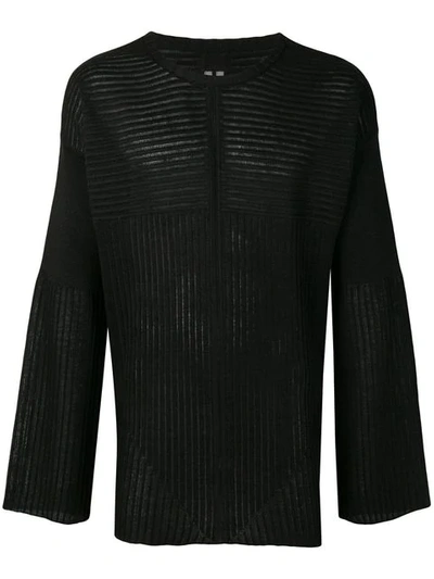 Shop Rick Owens Ribbed Design Sweater In Black