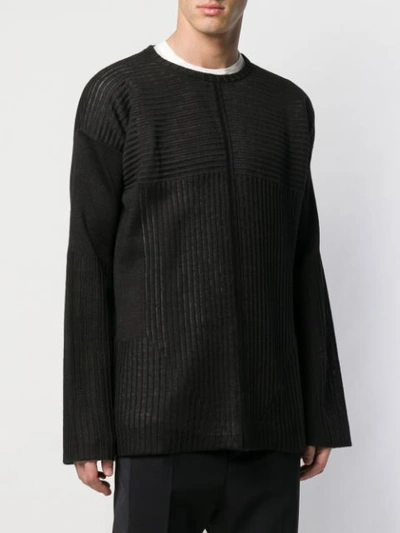 Shop Rick Owens Ribbed Design Sweater In Black
