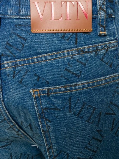 Shop Valentino Vltn Print Jeans In Blue